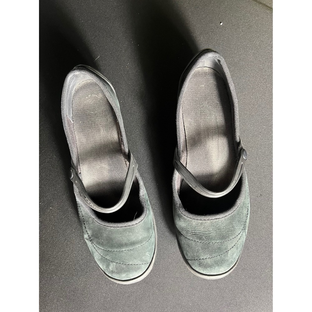 Crocs Women's 11 Black Suede Mary Jane Wedge Heel Shoes